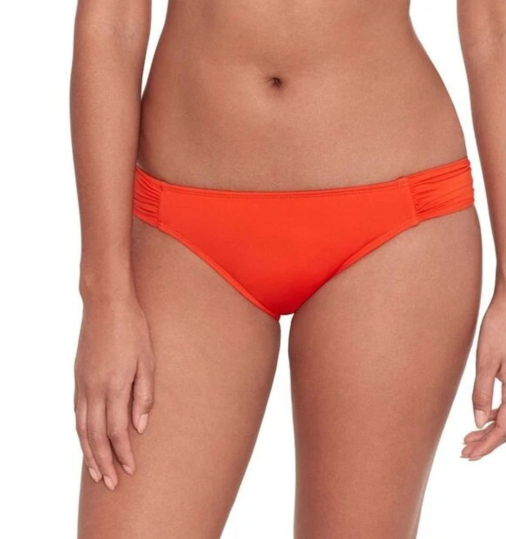 LAUREN RALPH LAUREN Beach Club Hipster Bikini Bottom Size 6 Orange Shirred NWT